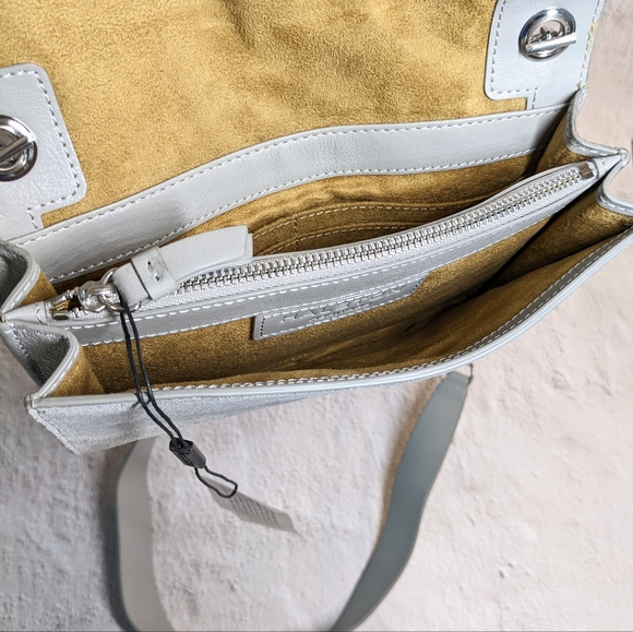 NWT HALSTON HERITAGE Gray Leather Suede Flap Crossbody - Picture 9 of 14